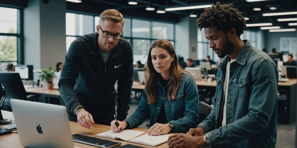 Nike team working together in a stylish office