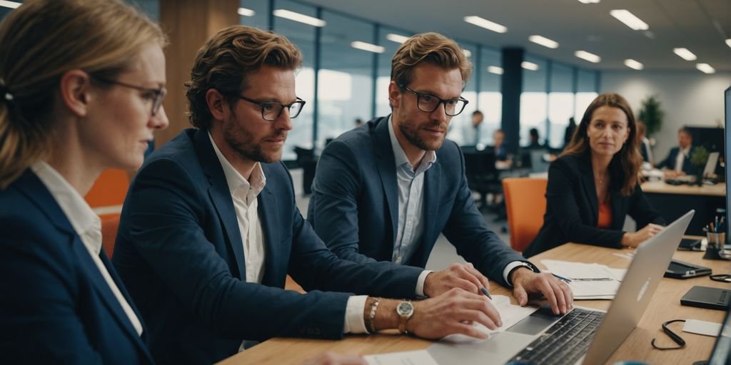 Rabobank employees working together in a modern office