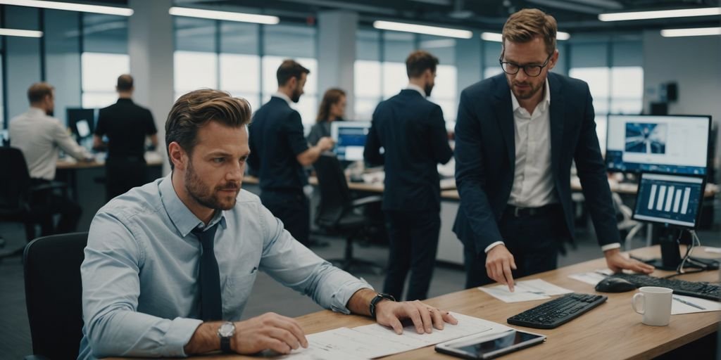 Airbus team working together in a bright office